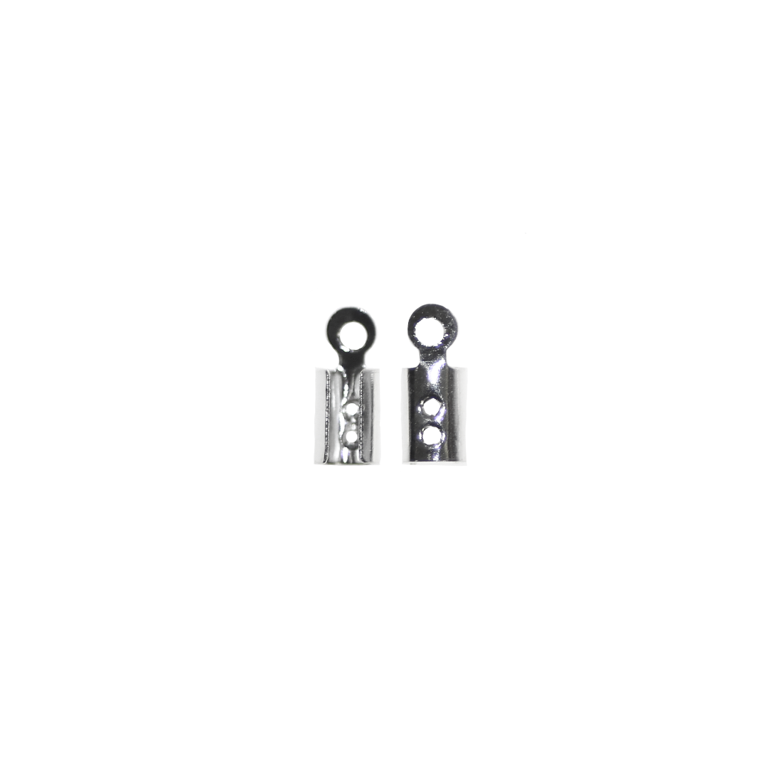 Terminators, Fold Over Cord End, Bright Silver, Alloy, 8mm x 3mm, 112+ pcs per bag