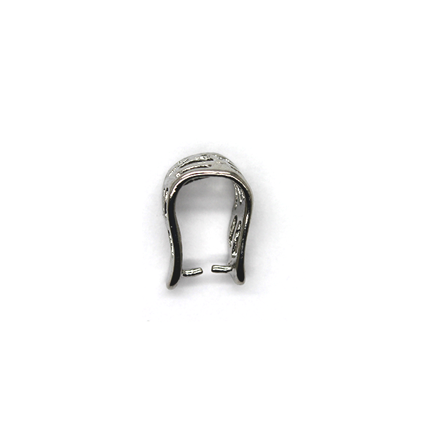 Bails, Holed Pinch Bail, Silver, Nickel Free Alloy, 12mm x 7mm, Sold Per pkg of 2 - Butterfly Beads