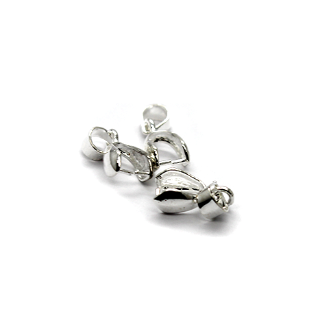 Bails, Pinch Bails, Silver, Alloy, 16mm x 7mm, Sold Per pkg of 4 - Butterfly Beads