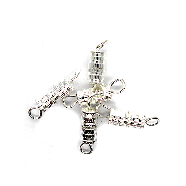 Clasp, Screw Clasp, Alloy, Silver, 14mm x 4mm x 4mm, Sold Per pkg of 6 - Butterfly Beads