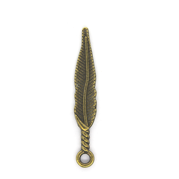 Charms, Subulate Leaf, Brass, Brass Alloy, 28mm X 4mm, Sold Per pkg of 14