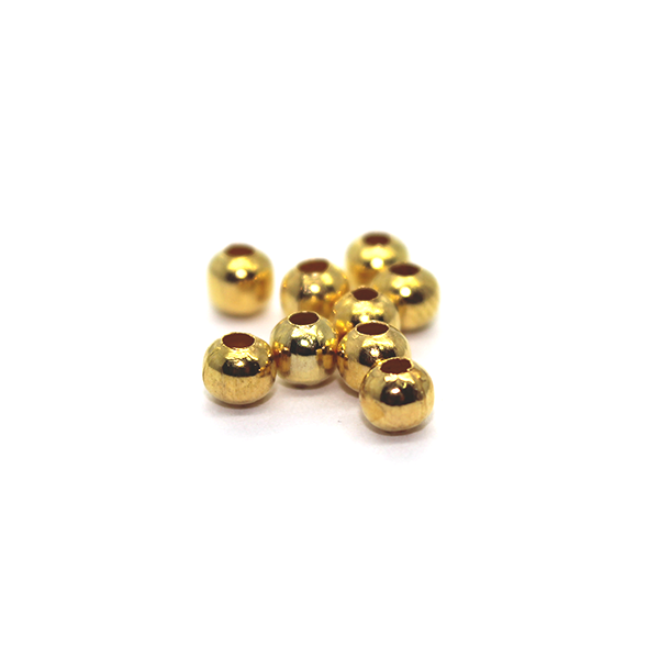 Spacers, Round Spacer, Alloy, Yellow Gold, 4mm X 4mm X 2mm (hole) , Sold Per pkg of 60+ - Butterfly Beads