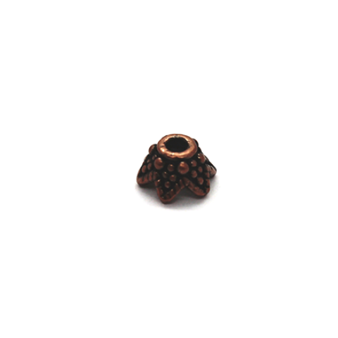 Bead Cap, Star Shaped Crown, Alloy, Copper, 8mm x 4mm, Sold Per pkg of 15 - Butterfly Beads