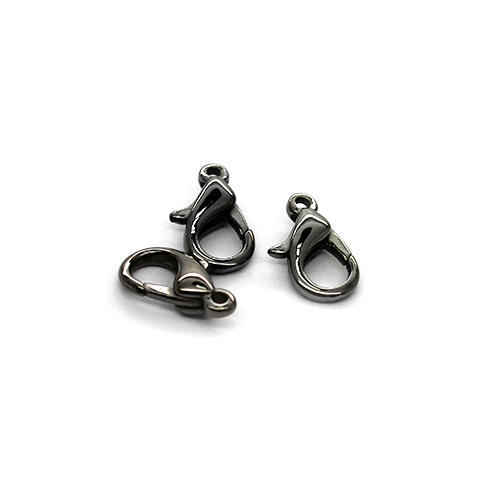 Clasp, Lobster Clasp, Gunmetal, Alloy, 12mm x 6mm, Sold Per pkg of 15 - Butterfly Beads