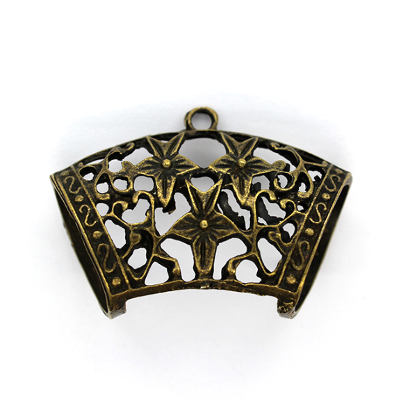 Scarf Holder, Flower & Vines, Brass Alloy, 40mm x 22mm, Sold Per pkg of 1