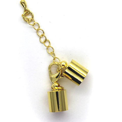 Clasp, Lobster Clasp with Tube and Chain, Gold, Alloy, 56mm x 8mm, Sold Per pkg of 1 - Butterfly Beads