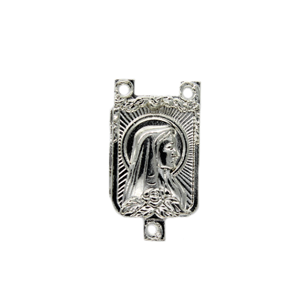 Charms, Rosary Centerpiece, Silver, Alloy, 19mm x 10mm x 2mm, Sold Per pkg 8