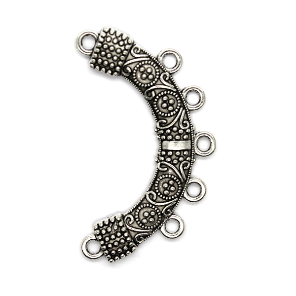 Pendants, Connector with 5 Loops, Silver, Alloy, 46mm X 8mm, Sold Per pkg of 2