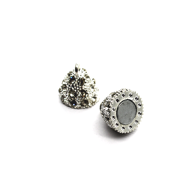Clasp, Oval Rhinestone Magnetic Sphere Clasp, Silver, Alloy, 25mm x 13mm, Sold Per pkg of 1 - Butterfly Beads
