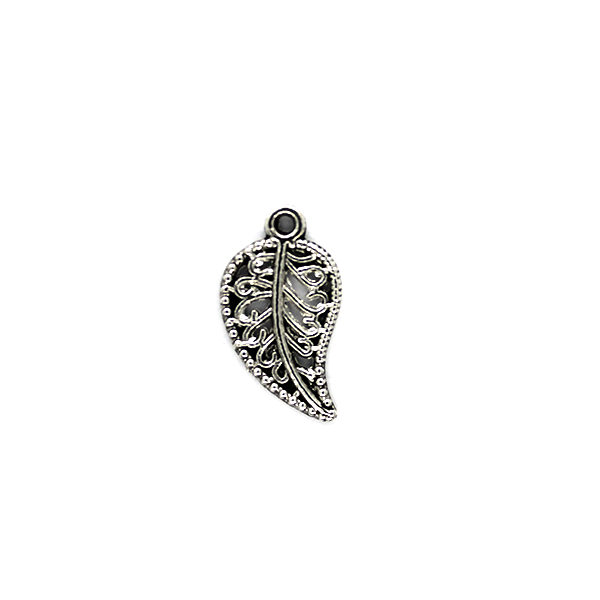 Charms, Detailed Leaf, Silver, Alloy, 19mm x 10mm x 1.2mm, Sold Per pkg of 20