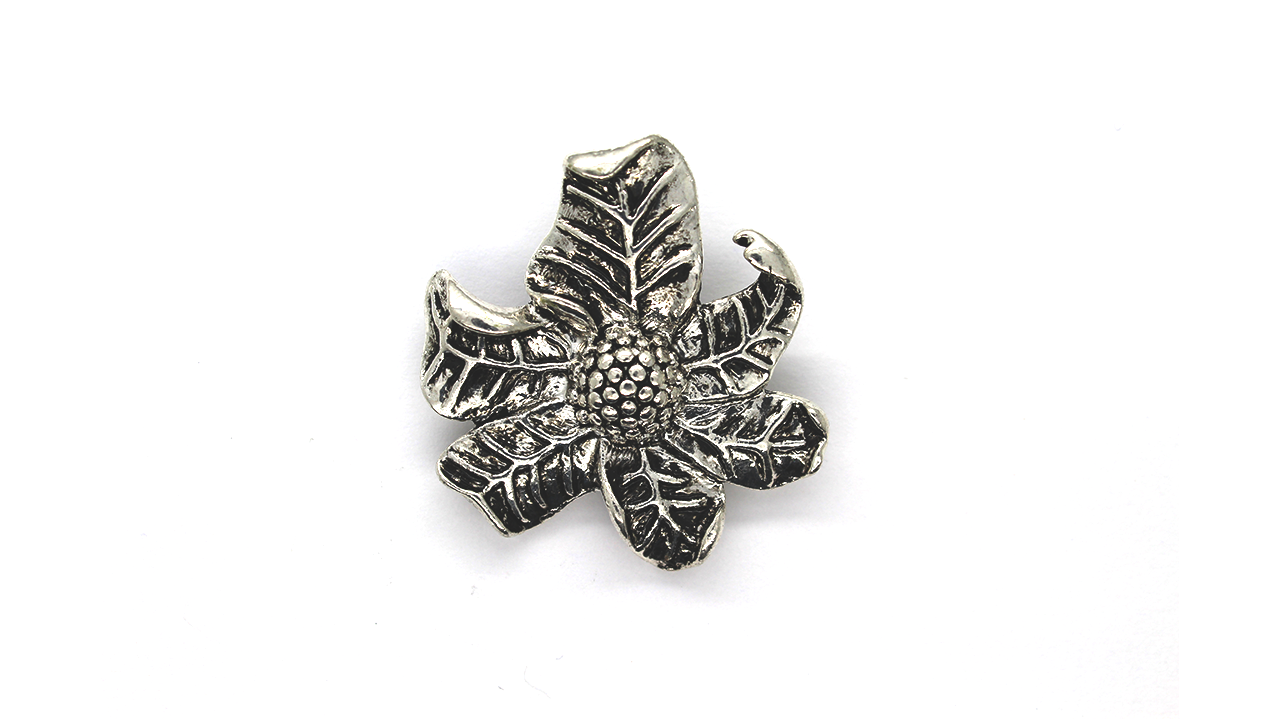 Pendants, Leaf Flower, Silver, Alloy, 35mm x 31mm, Sold Per pkg of 1