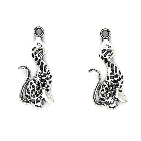 Charms, Spotted PeterBald Cat, Silver, Alloy, 22mm X 12mm X 4mm, Sold Per pkg of 4