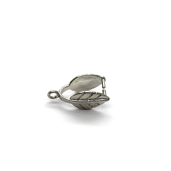 Bails, Leaf Pinch Bails, Silver, Alloy, 19mm x 10mm, Sold Per pkg of 1 - Butterfly Beads