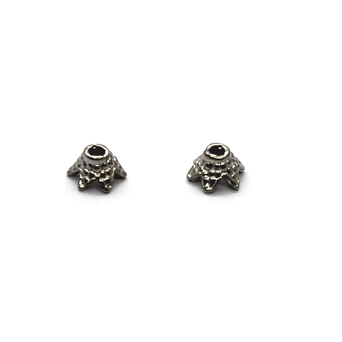 Bead Cap, Spiky Flower, Alloy, Silver, 4mm x 6mm, Sold Per pkg of 10 - Butterfly Beads