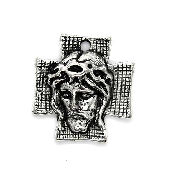 Charms, Cross of Jesus, Silver, Alloy, 23mm x 21mm, Sold Per pkg 6