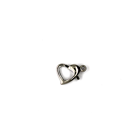 Clasp, Lobster Heart Clasp, Alloy, Silver, 13mm x 9mm, Sold Per pkg of 5 - Butterfly Beads