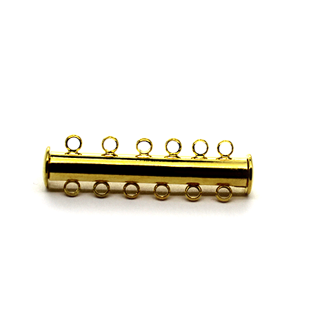 Clasp, Tube Magnetic Clasp, Gold, Alloy, 34mm x 10mm, Sold Per pkg of 1 - Butterfly Beads