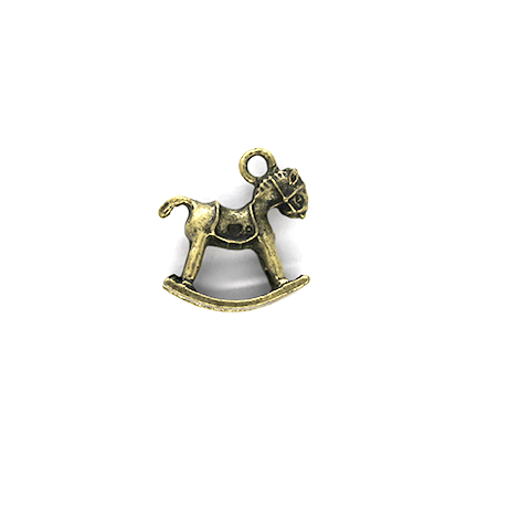Charms, Rocking Pony, Bronze, Alloy, 18mm x 16mm, Sold Per pkg of 4