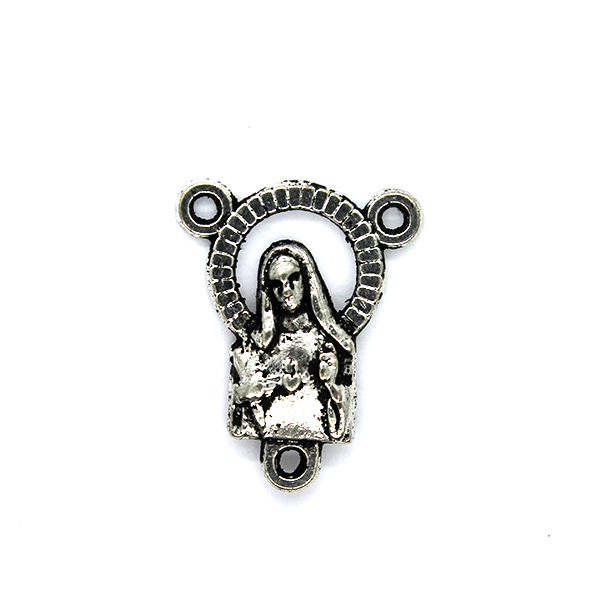 Charms, Rosary Centerpiece, Silver, Alloy, 19mm x 15mm, Sold Per pkg 6
