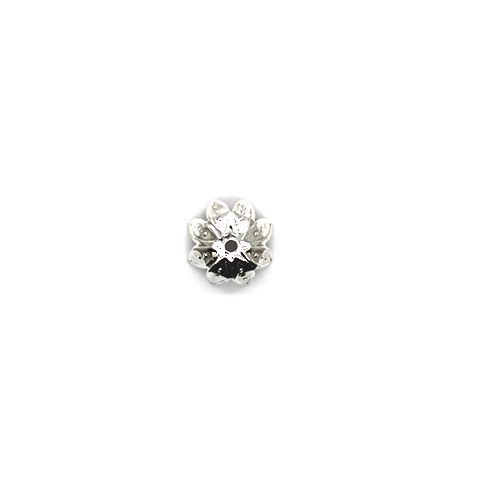 Bead Cap, Dotted Leaf, Alloy, Silver, 4mm x 10mm, Sold Per pkg of 26 - Butterfly Beads