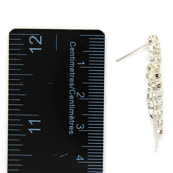 Earrings, Silver, Alloy, Pin Studded Earring, 39mm x 6mm, sold per pkg of 2