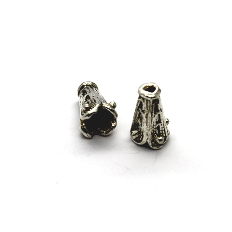 Bead Cone, Single Dot Plated, Alloy, Silver, 12mm x 8mm, Sold Per pkg of 6 - Butterfly Beads