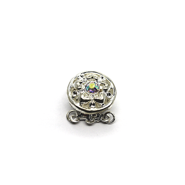 Clasp, Rainbow Crystal Snap Clasp, Silver, Alloy, 20mm x 15mm, Sold Per pkg of 1 - Butterfly Beads