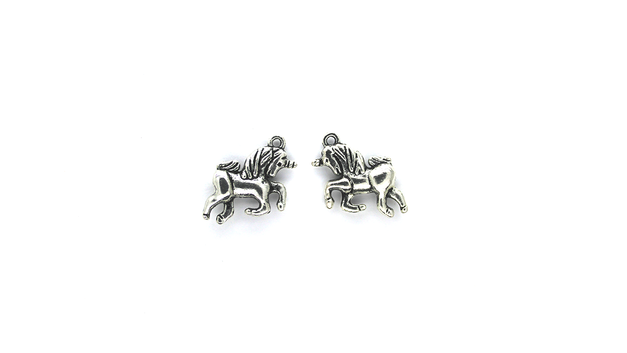 Charms, Majestic Horse, Silver, Alloy, 16mm x 20mm, Sold Per pkg 3