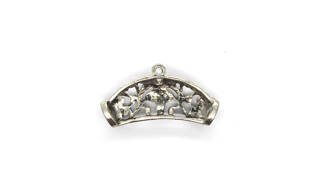 Pendants, Flower Clasp, Silver, Alloy, 21mm x 38mm X 6mm, Sold Per pkg of 1