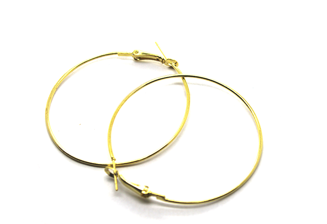 Earrings, Hoops, Gold, Alloy, 53mm x 49mm, Sold Per pkg of 8