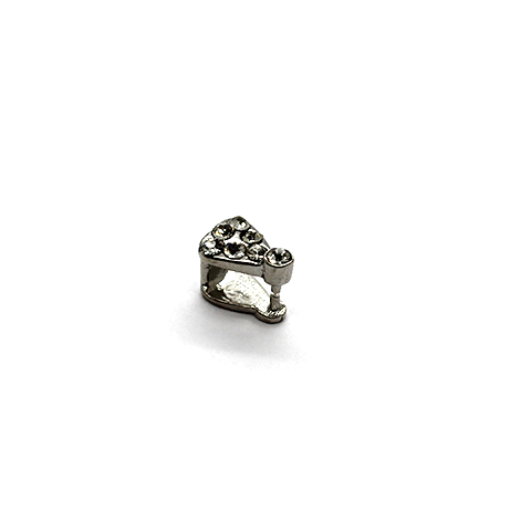 Bails, Crystal Studded Heart Pinch Bail, Silver, Alloy, 9mm x 8mm, Sold Per pkg of 1 - Butterfly Beads