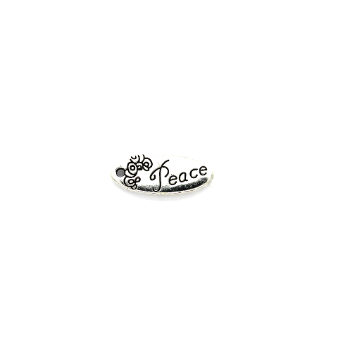 Charms, Peace Tag, Silver, Alloy, 25mm X 10mm, Sold Per pkg of 3