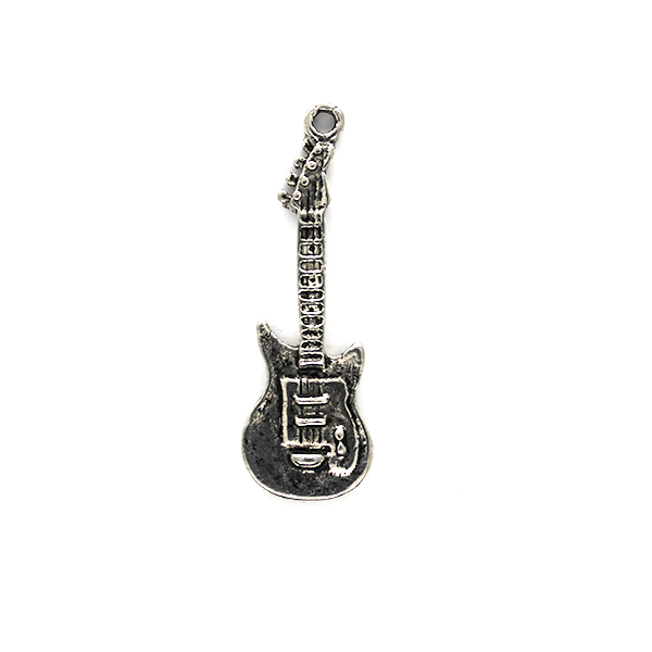 Charms, Telecaster Electric Guitar, Silver & Bronze, Alloy, 30mm X 10mm