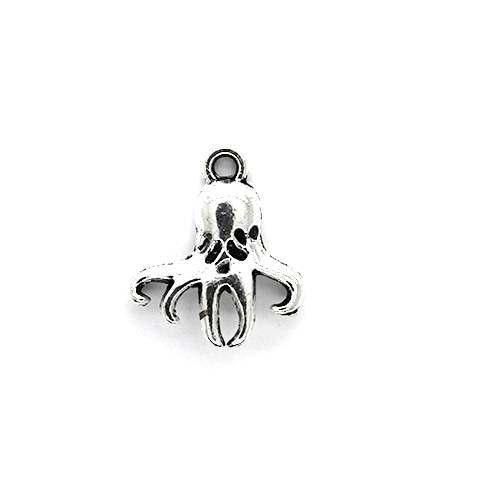 Charms, Spooky Octopus, Silver, Alloy, 18mm X 16mm, Sold Per pkg of 5