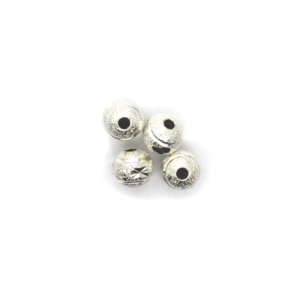 Spacers, Sparkly Ball Spacer, Alloy, Silver, 5mm X 5mm X 5mm, Sold Per pkg of 10 - Butterfly Beads