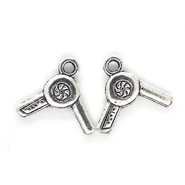 Charms,Hair Dryer, Silver Alloy, 12mm X 18mm, Sold Per pkg of 8