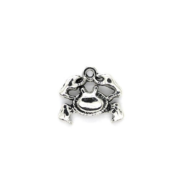 Charms, Angry Crab, Silver, Alloy, 19mm X 15mm X 2mm, Sold Per pkg of 7