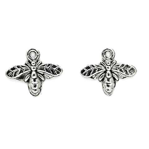 Charms, Wasp, Silver, Alloy, 13mm X 15mm, Sold Per pkg of 5