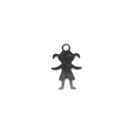 Charms, Faceless Girl, Silver, Stainless Steel, 16mm X 11mm, Sold Per pkg of 6