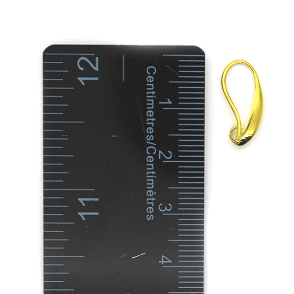 Earrings, Gold, Copper Alloy, Flattened Fish Hook, 16mm x 9mm, sold per pkg of 4pcs