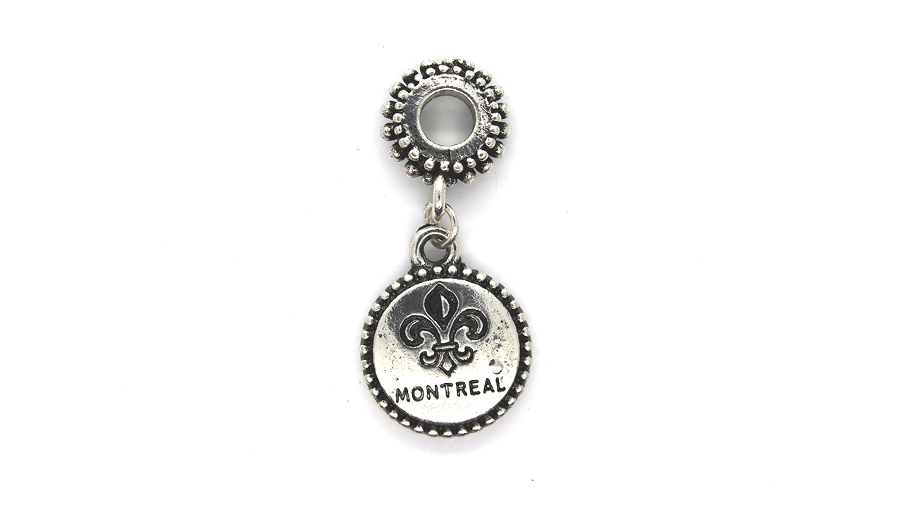 Pendants, Montreal Gear, Silver, Alloy, 35mm X 16mm,  Sold Per pkg of 1