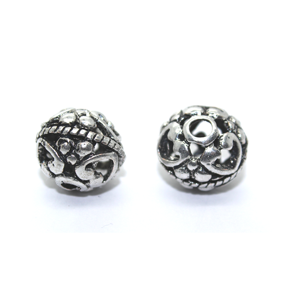 Spacers, Heart Ball Spacer, Alloy, Silver, 18mm X 16mm, Sold Per pkg of 1