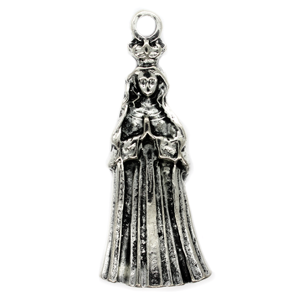 Virgin Mary Pendant, Silver, Alloy, 55mm x 23mm, Sold Per pkg of 1