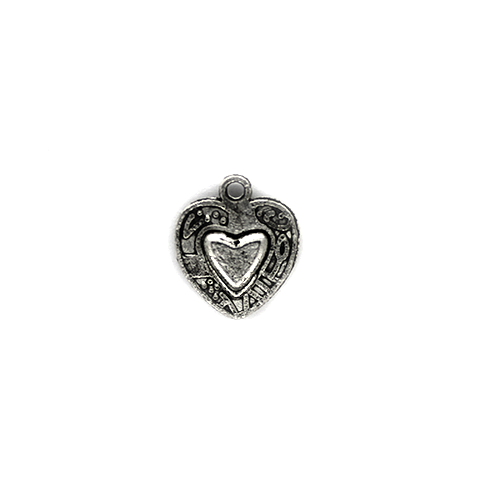 Charms, Heart, Silver, Alloy, 15mm X 13mm, Sold Per pkg of 8
