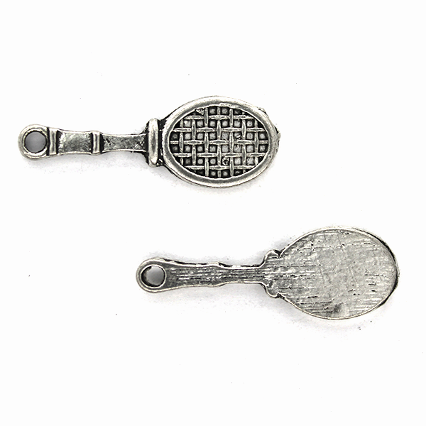 Charms, Badminton Racquet, Silver, Alloy, 29mm, Sold Per pkg of 4