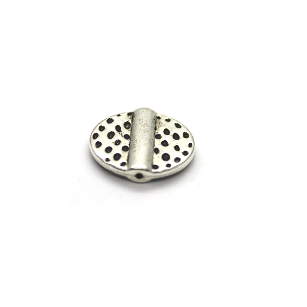 Spacers, Grated Round Spacer, Alloy, Silver, 18mm X 18mm X 3mm, Sold Per pkg of 4 - Butterfly Beads