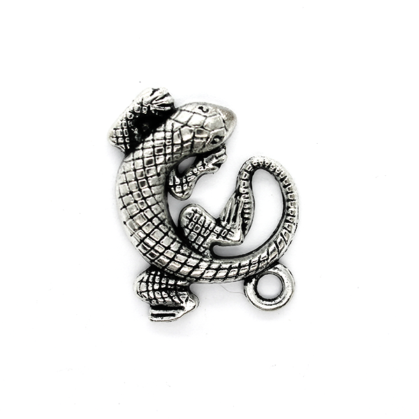 Pendants, Silent Lizard, Silver, Alloy, 30mm x 22mm,  Sold Per pkg of 2