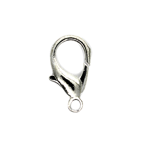 Clasp, Lobster, Bright Silver, Alloy, 18mm x 9mm, Sold Per pkg of 12