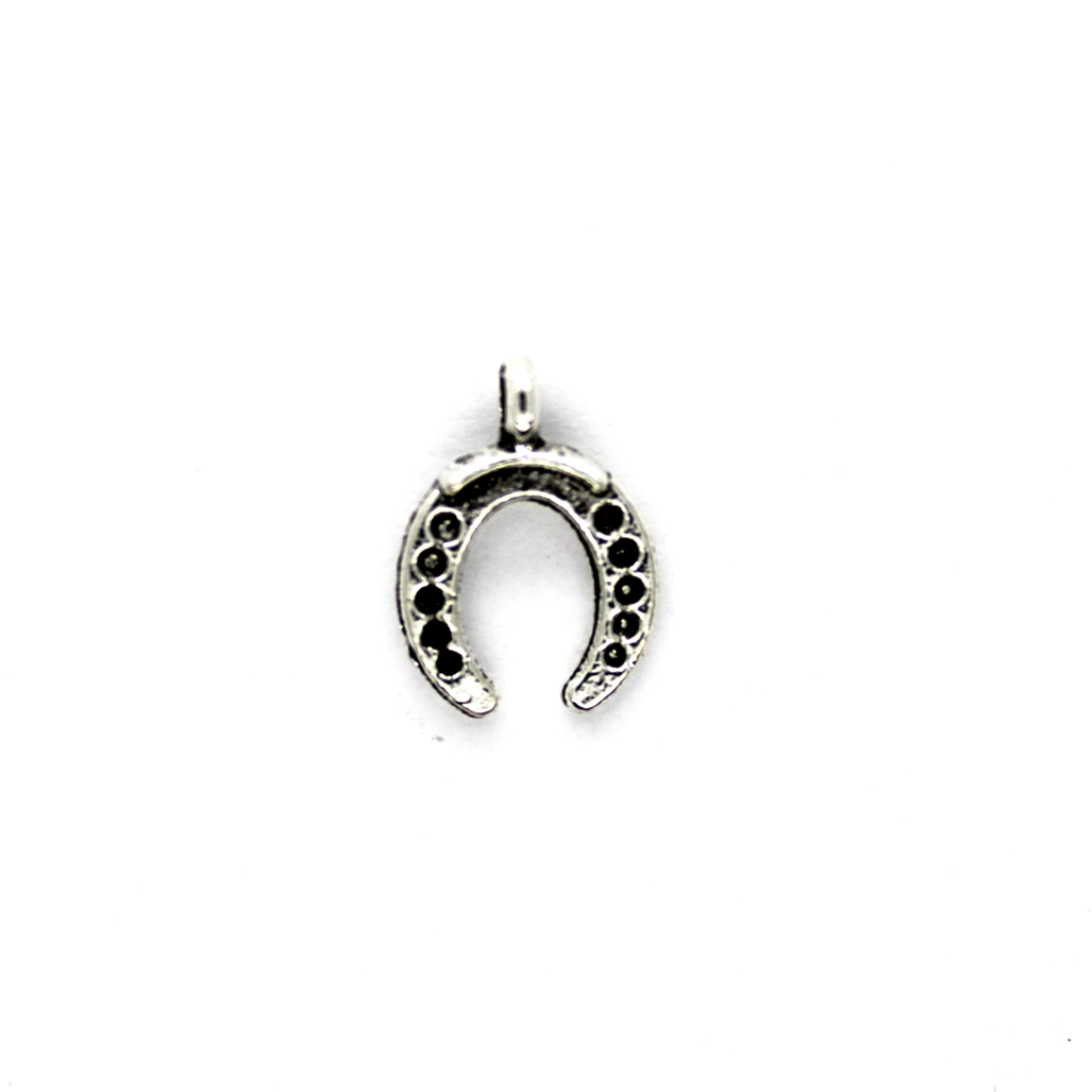 Charm, Horseshoe, Silver, Alloy, 13.5mm x 9mm x 2mm, Sold Per pkg of 20