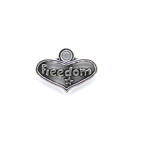 Charms, Freedom Heart, Silver, Alloy, 13mm x 17mm, Sold Per pkg 5